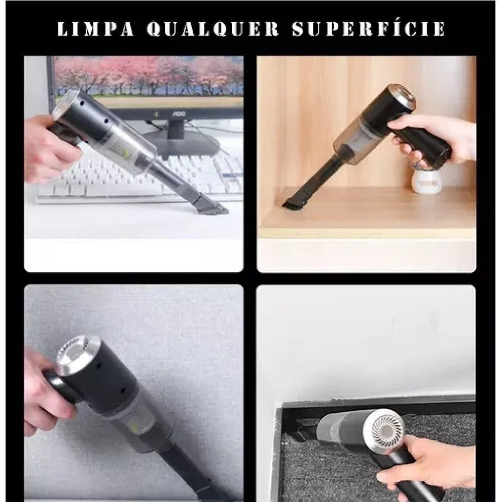 Mini Aspirador de Pó Portátil 3 em 1 Casa, Carro e Escritório
